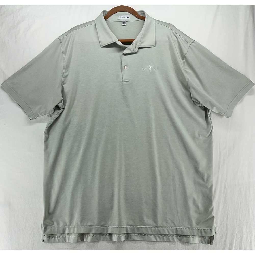Peter Millar Summer Comfort Polo Shirt Mens XXL Tan/Gray Short Sleeve MF18EK01S